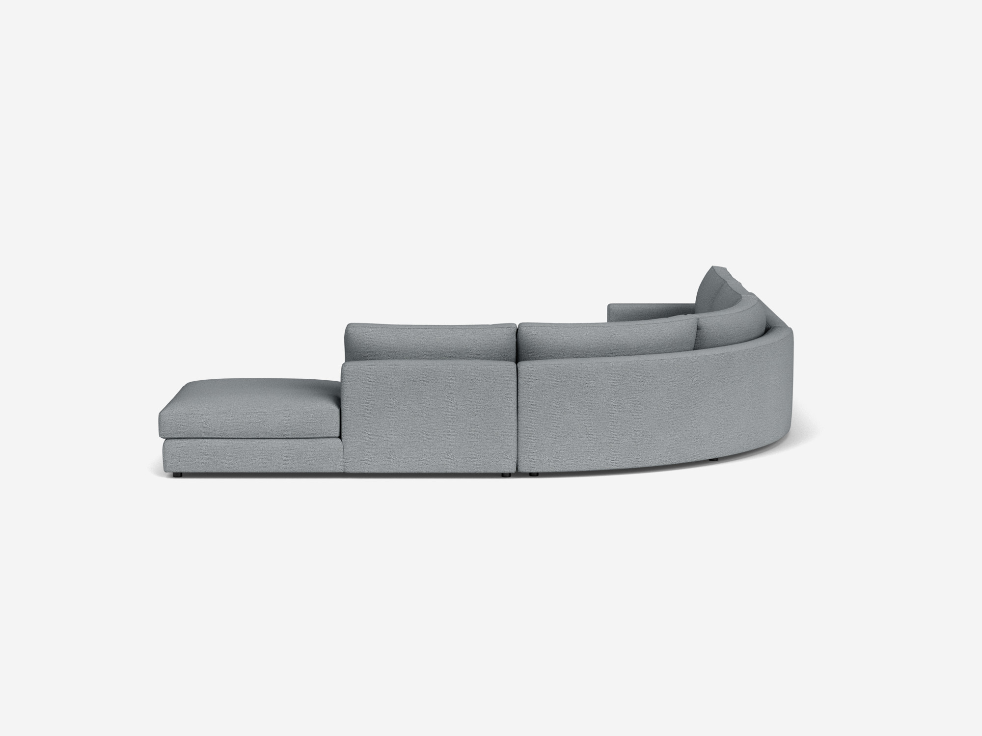 Back view of left hand facing grey sectional sofa